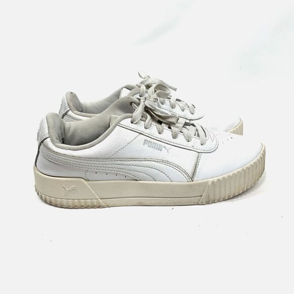 Puma Carina Platform Lace Up Low Top Sneakers White Leather Women's Size 8.5 - Picture 3 of 9
